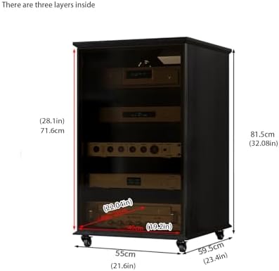 Black AV Cabinet for Stereo Components, Media Stand & Audio Rack, 81.5cm Corner Console Storage for Record Player, Home Entertainment Furniture
