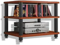 Heavy Duty Audio Rack Tower - 3-Tier Amplifier Stand for HiFi Speakers & Media Components - Durable Console Organizer for Home Theater Setup - Teak Finish