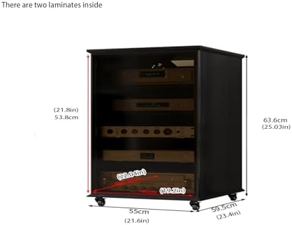 Black AV Cabinet for Stereo Components, Media Stand & Audio Rack - 81.5cm Corner Console with Record Player Storage - Stylish Home Entertainment Furniture