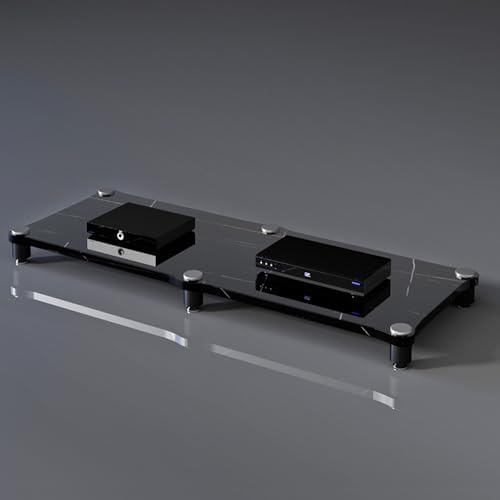 Modern Portable Media Storage Rack with Cable Management - Single Layer Audio Cabinet for Entertainment Stereo Components & HiFi Equipment (D)