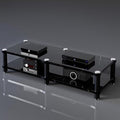 Modern Portable Media Storage Rack with Cable Management - Audio Rack for Stereo Components & HiFi Equipment - Single Layer Entertainment Cabinet (D)