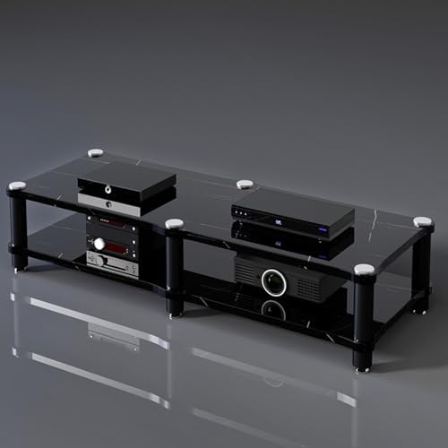 Modern Portable Media Storage Rack with Cable Management - Audio Rack for Stereo Components & HiFi Equipment - Single Layer Entertainment Cabinet (D)