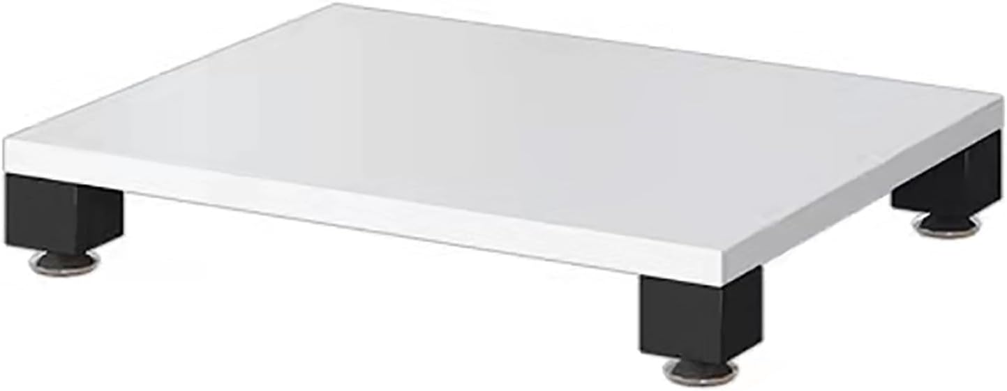 AV Component Media Stand - 1 Tier Stereo Audio Rack, Printer Storage Shelf, Durable Carbon Steel Frame for TV & Audio Equipment, Modern White Design (60x48x10cm)