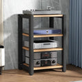AV Component Audio Equipment Rack Cabinet, Durable Stereo Media Stand Tower with Non-Slip Foot Pads & Vertical Printer Holder for Home Theater & Media Storage