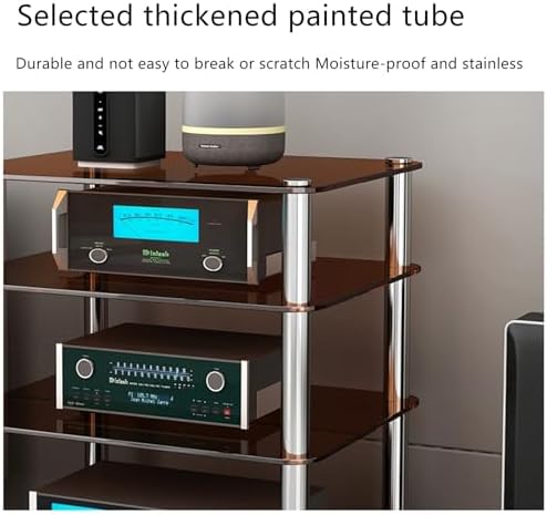 Corner AV Rack Stand - Audio Equipment Media Cabinet, Small Stereo Cabinet, Adjustable Audio-Video Shelving for Home Theater, Media Storage & Organization