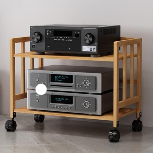 Wooden Audio Cabinet Stand - Movable Turntable Holder & Stereo Rack Tower for Living Room & Office Storage, Stylish Home Furniture Organizer