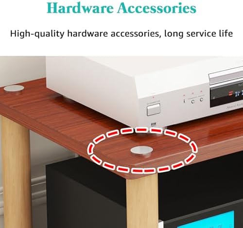 3-Tier AV Media Stand - Adjustable Record Player & DVD/CD Audio Rack, Entertainment Stereo Storage Cabinet, Wooden Console Shelf, Space-Saving Design for Home Theater & Living Room