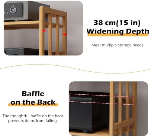 Adjustable Brown Wooden Audio Rack - Modern 2 to 5 Tier Media Storage Stand for Home, Office & Theater - Tall Movable Stereo Cabinet with Versatile Shelves