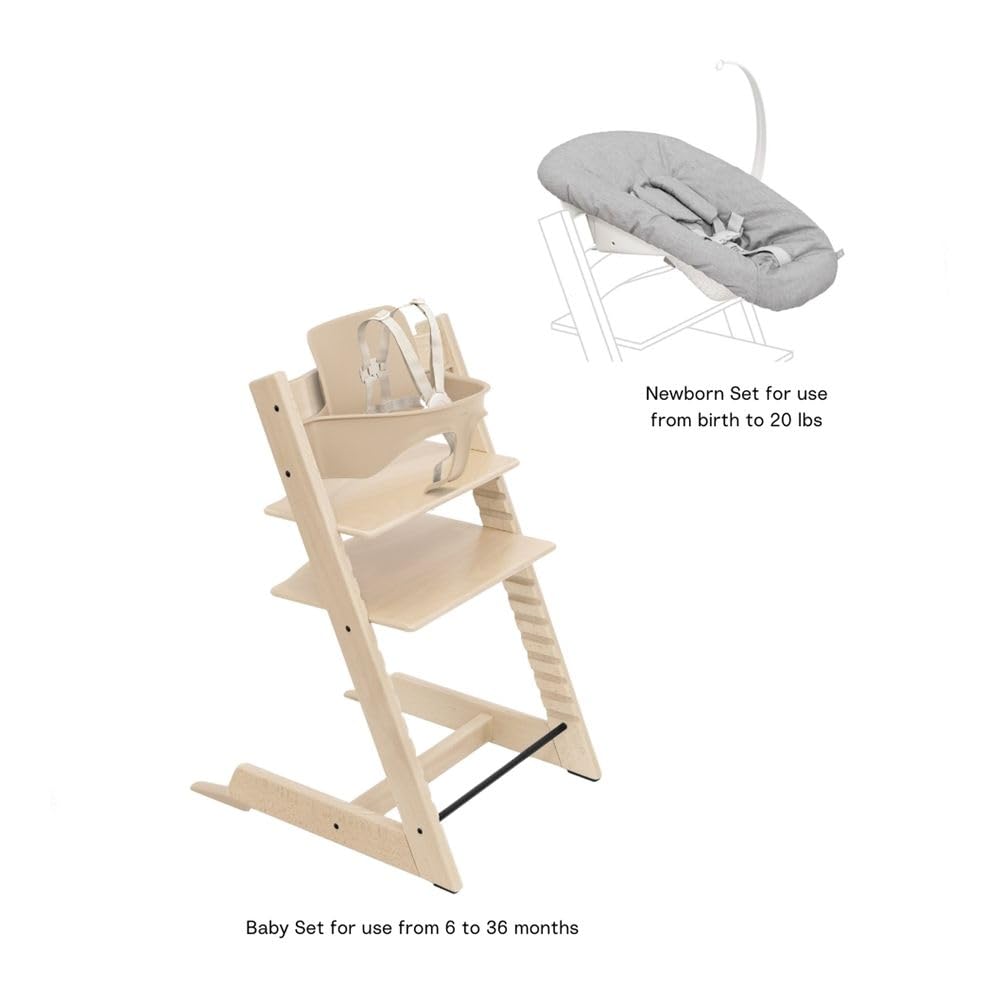 Stokke Tripp Trapp High Chair 2, Natural (Includes Chair & Baby Set) with Newborn Set - Safe, Adjustable, Ergonomic Design