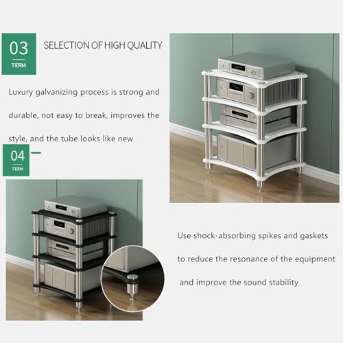 Stereo Cabinet Audio Rack Media Stand - HiFi Stereo Stand AV Cabinet for Home Theater - Stylish Audio Rack with Storage for Speakers and Equipment