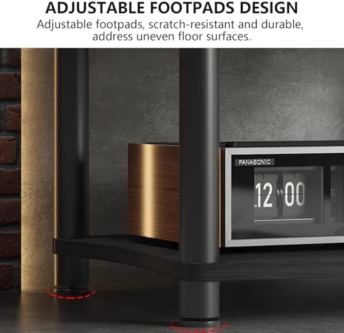 4-Tier Audio Video Media Stand, Open Stereo Rack for Record Player & Gaming, Small TV Entertainment Center, Brown, 60x48x88cm, Perfect for Living Room