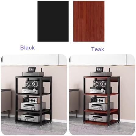 Heavy Duty Audio Rack - 4 Tier AV Media Stand for Amplifiers, Stereo Receivers & Record Players, Durable Storage Solution for Audio Equipment, Black, 50x40x69.5CM
