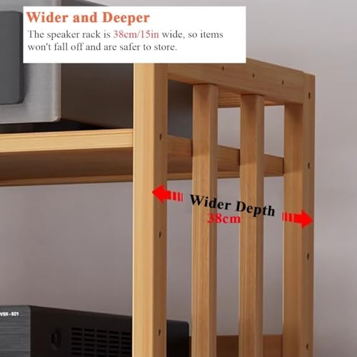 Stereo Cabinet Media Storage Rack, 3 Tier Corner Bookshelf with Adjustable Shelves and Universal Wheels for Audio-Video Equipment, Home and Office Furniture