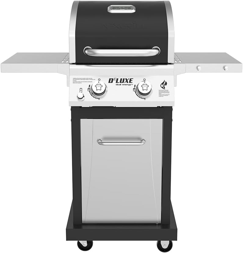 Nexgrill Deluxe 2-Burner Gas Grill with 401 SQ In Grate, 28000 BTUs, Stainless Steel Control Panel & Foldable Side Table, Propane BBQ Grill for Outdoor Cooking, Patios, Backyards and More - 720-0864RA