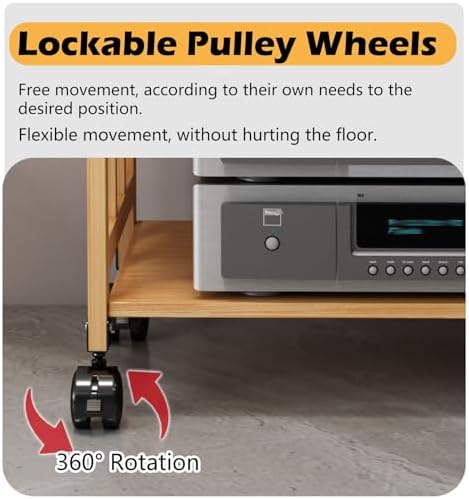 Adjustable 2 to 5 Tier Brown Wooden Audio Rack - Modern Media Storage Stand for Home, Office, Theater - Tall Movable Stereo Cabinet with Versatile Shelves for Maximum Organization