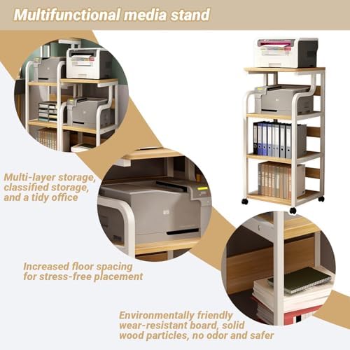 Modern 3-Tier AV Media Stand with Wheels - Stylish Audio Video Rack for Record Players & Stereos, Perfect for Living Rooms & Meeting Spaces (Three-Layer)