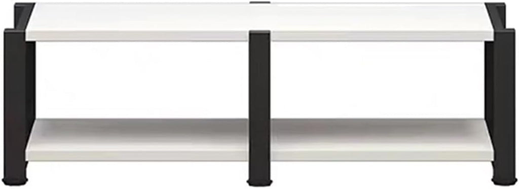 Double Position Audio Rack, Media Stand with Large Storage Space, Open Stereo Cabinet, AV Media Stand with Non-Slip Foot Pad, Modern TV Stand for Living Room, Length 120cm(White,2-Tier)