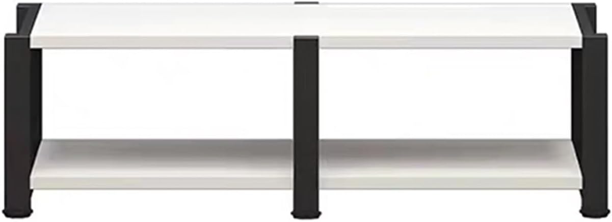 Double Position Audio Rack, Media Stand with Large Storage Space, Open Stereo Cabinet, AV Media Stand with Non-Slip Foot Pad, Modern TV Stand for Living Room, Length 120cm(White,2-Tier)