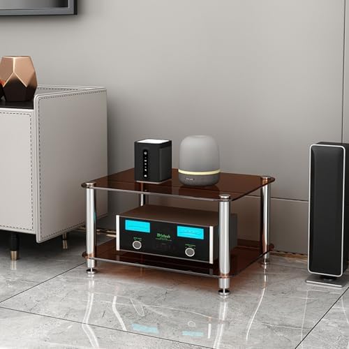 Corner AV Rack Stand - Small Media Cabinet for Audio Equipment & Stereo - Stylish Audio-Video Shelving, Compact AV Cabinet for Home Entertainment & Media Storage