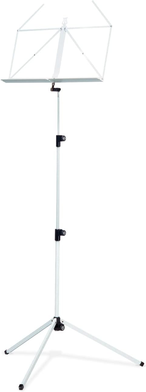 K&M Konig & Meyer 10010.000.57 Colorful Music Stand | Large Deep Desk | Sturdy Base | Adjustable 3pc Telescopic Design | Folding Compact | Pro Grade for Musicians | German Made | White