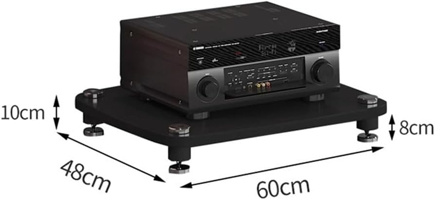 1/2/3/4-layer HiFi Audio Cabinet HiFi Stand Record Player MDF Stand Audio Rack with Shock-Absorbing Feet Power Amplifier Shelf Equipment Cabinet (Color : Black, Size : 60 * 48 * 10cm(1Tier))