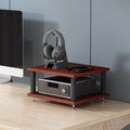 Stylish Modern Audio Rack Stand - Open Storage Media Cabinet for Stereo, CD Player & AV Equipment - Floor-Standing Tower with Adjustable Foot Pads - Teak Finish (40x35x35CM)