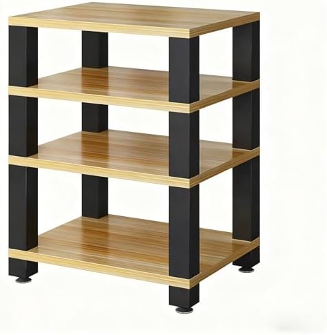 Light Walnut 3-Tier Audio Rack - Entertainment Stereo Storage for Bars, Game Rooms & KTV - Stylish Component Display Stand for Home & Commercial Use