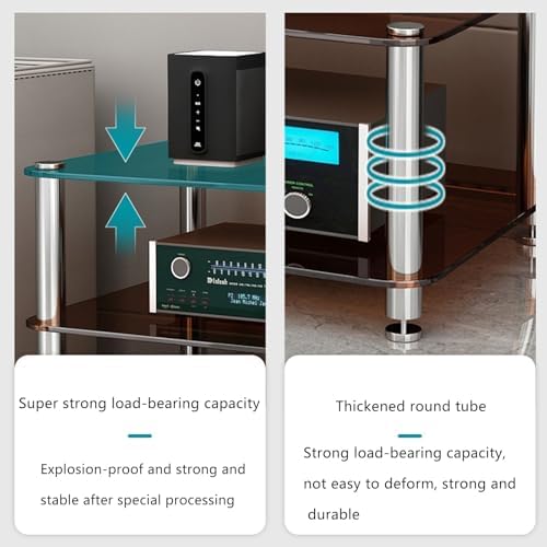Corner AV Rack Stand - Durable Audio Equipment Cabinet for Stereo & Media Storage - Compact Media Rack for Home Theater & Entertainment Centers - Stylish Audio Furniture