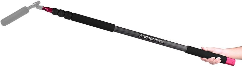 Andoer MK-3000 9.8ft Lightweight Carbon Fiber Mic Microphone Boom Holder Arm Pole Extension Mount Stand for Canon Nikon Sony DSLR Camera Camcorder Photography Sound Recording Interview Filming