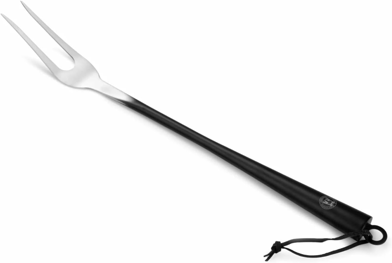 Schmidt Brothers - BBQ Carbon 6, 4-Piece Grilling Accessory Set, Full-Forged Stainless Steel Grilling Utensils Including Spatula, Fork, Basting Brush, and Tongs with All Wood Handles