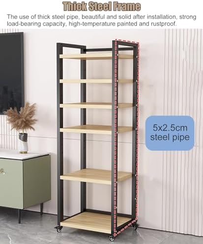 Height-Adjustable HiFi Stand with Wheels - Open Audio Equipment Rack 4-7 Tier Heavy Duty Media Storage Cabinet for DVDs and Hi-Fi Systems-Black-#1-7 tier-60cm Wide