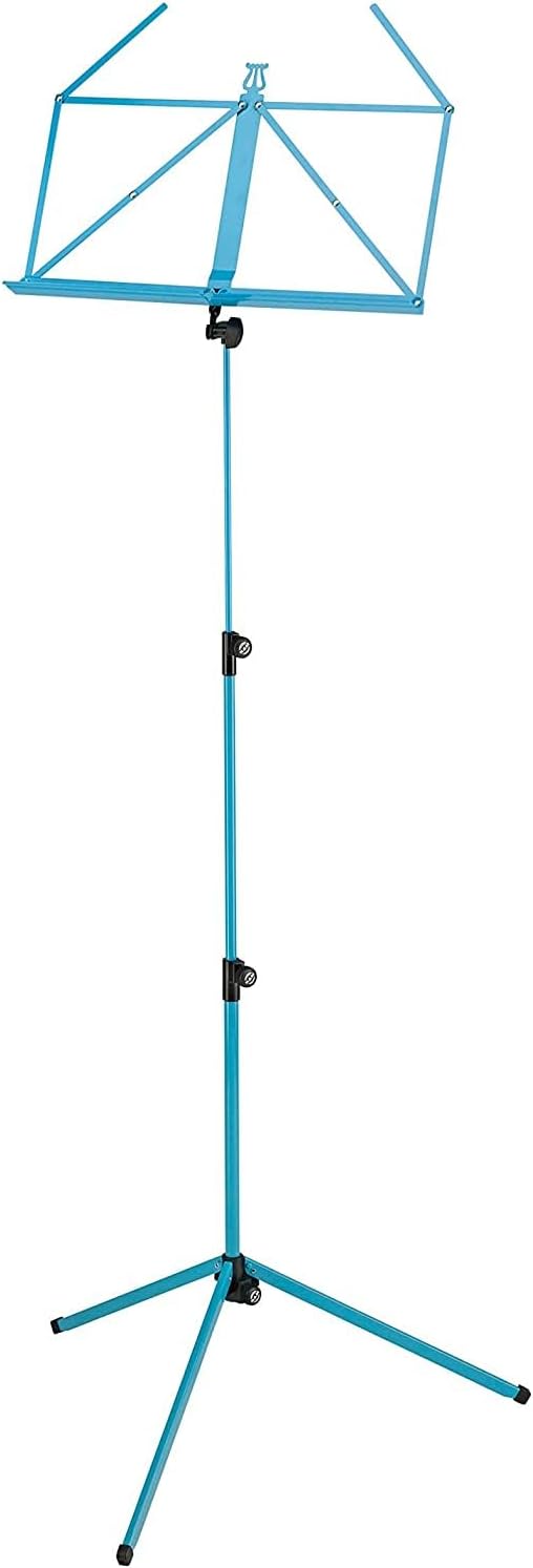 K&M Konig & Meyer 10010.000.33 Colorful Music Stand | Large Deep Desk | Sturdy Base | Adjustable 3pc Telescopic Design | Folding Compact | Pro Grade for Musicians | German Made | Ocean Blue