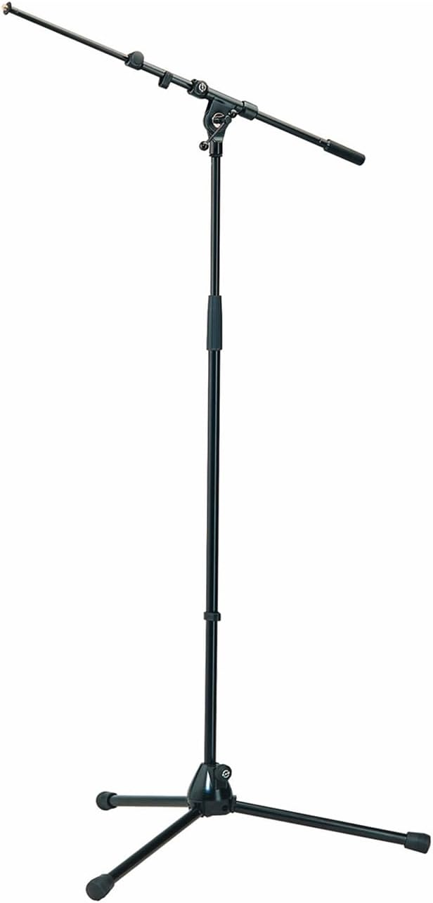 K&M König & Meyer 21090.500.55 Tripod Microphone Stands | Adjustable Telescoping 2-Piece Boom Arm | Professional Grade | Heavy Duty with Folding Leg Base | German Made | 2 Pack | Black