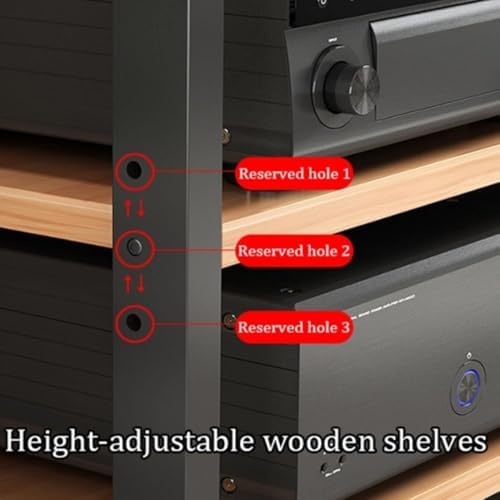 Stereo Cabinet AV Component Media Stand with Multi-Tier Shelves, Rolling Design for Easy Mobility, Adjustable Corner Shelf for Space Saving, Ideal for Audio Equipment and CD Storage