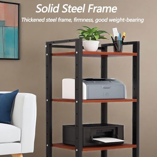 Rolling Av Media Stand with Lockable Wheels Storage Shelves & Component Cabinet for Home Office & Theater - Black Audio/Video Rack for Stereo Equipment