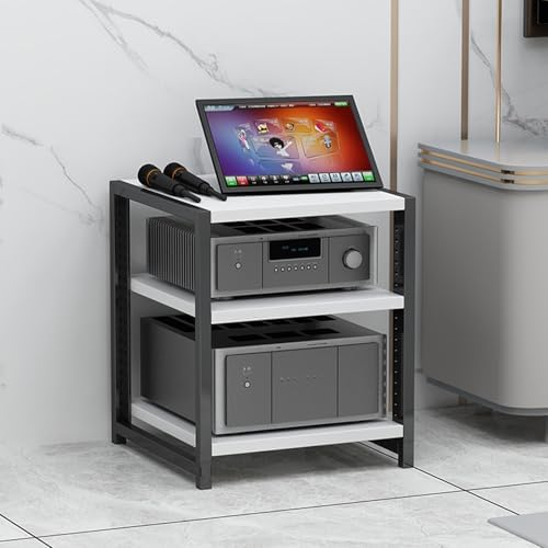 Black Stereo Rack and Stand, HiFi Audio Cabinet, Media AV Stand, Audio-Video Shelving Unit for Home Theater, Stereo Storage, Modern Furniture for Audiophiles