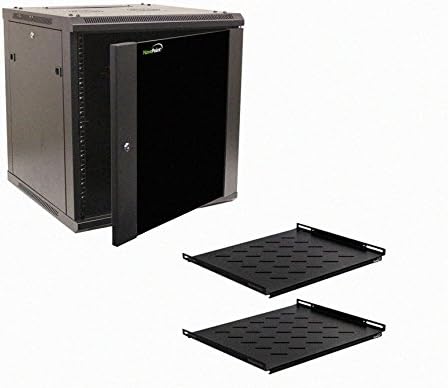 NavePoint 12U Wall Mount Audio Video A/V 24 Inch Cabinet Rack Enclosure Door Lock and Shelves