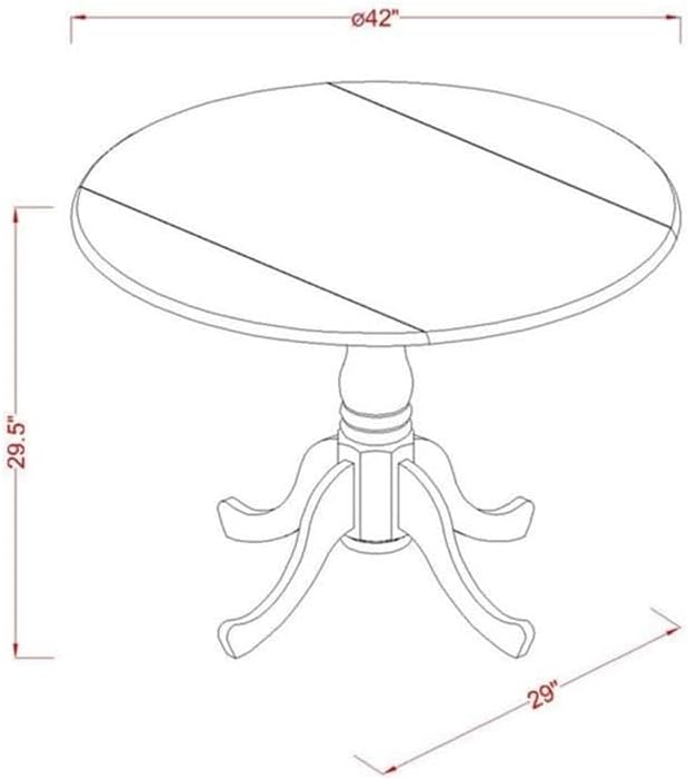 East West Furniture DLSI3-AWA-04 3 Piece Dining Set Contains a Round Kitchen Table with Dropleaf and 2 Upholstered Parson Chairs, 42x42 Inch, Antique Walnut
