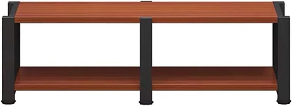 Double Position Audio Rack, Media Stand with Large Storage Space, Open Stereo Cabinet, AV Media Stand with Non-Slip Foot Pad, Modern TV Stand for Living Room, Length 120cm(Red Brown,2-Tier)