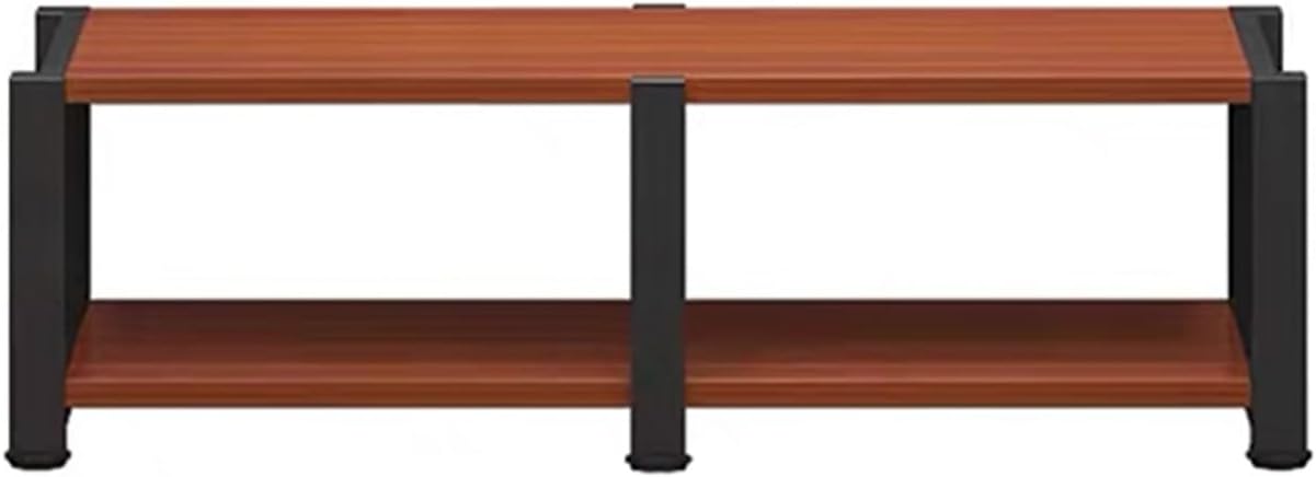 Double Position Audio Rack, Media Stand with Large Storage Space, Open Stereo Cabinet, AV Media Stand with Non-Slip Foot Pad, Modern TV Stand for Living Room, Length 120cm(Red Brown,2-Tier)