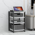 Black Stereo Rack Stand - HiFi Audio Cabinet Media Rack - AV Media Stand for Home Theater - Audio-Video Shelving Unit - Sturdy Stereo Audio Storage Solution