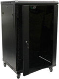 NavePoint 18U Wall Mount Audio Video A/V Rack Cabinet Glass Door Lock Casters and Shelves