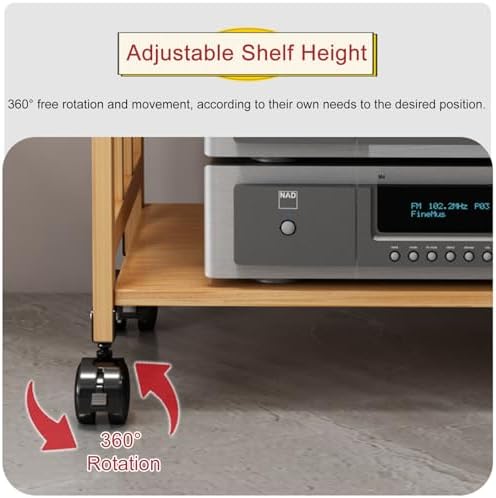 Wooden Audio Cabinet Stand - Mobile Turntable Holder & Stereo Rack Tower for Living Room & Office - Elegant Storage Solution for Media Equipment