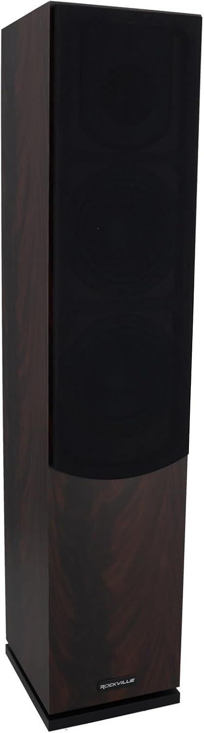 Rockville Pair Lux 654 Dark Woord Dual 6.5' Home Theater Stereo Tower Speakers, 160W RMS, 640W Peak, 8 Ohm, Silk Tweeter, MDF Audio Cabinet, 22Hz-20kHz, USA-Engineered, Vietnam-Made (2 Items)