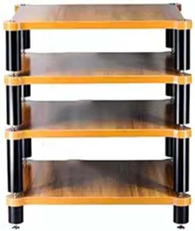 4-Tier HiFi AV Shelf - Solid Wood Audio Rack for Record Player and Equipment Storage