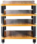 4-Tier HiFi AV Shelf - Solid Wood Audio Rack for Record Player and Equipment Storage