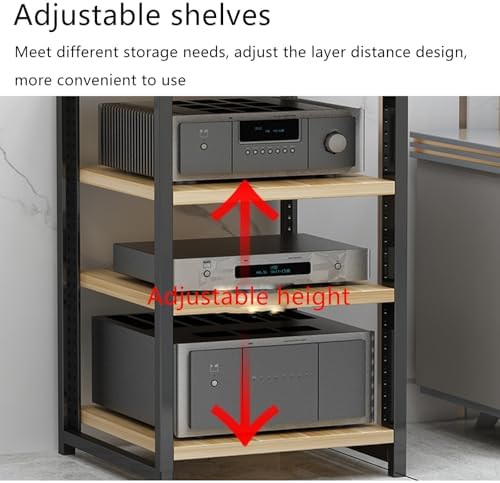 Premium Stereo Rack & Stand - Adjustable HiFi Audio Cabinet, Media Storage Shelf for AV Equipment, Perfect Audio-Video Stand, Black Finish