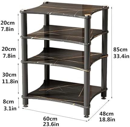 Corner Media Stand with Multiple Shelves for TV, Audio-Video Equipment Storage, Stylish Furniture for Living Room & Gaming Room Organization