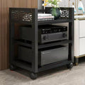 Stereo Cabinet AV Component Media Stand with Multi-Tier Shelves, Rolling Design for Easy Mobility, Adjustable Corner Shelf for Space Saving, Ideal for Audio Equipment and CD Storage