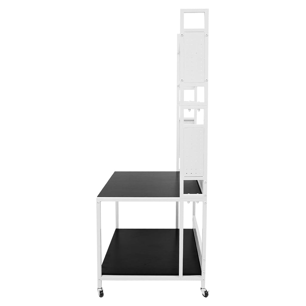 3D Printer Stand with Filaments Storage, 2-Tier 3D Printer Table Cart Desk with Wheels for Workshop Studio Office, 23.6' X 23.6' X 69', 110lbs Capacity (White)